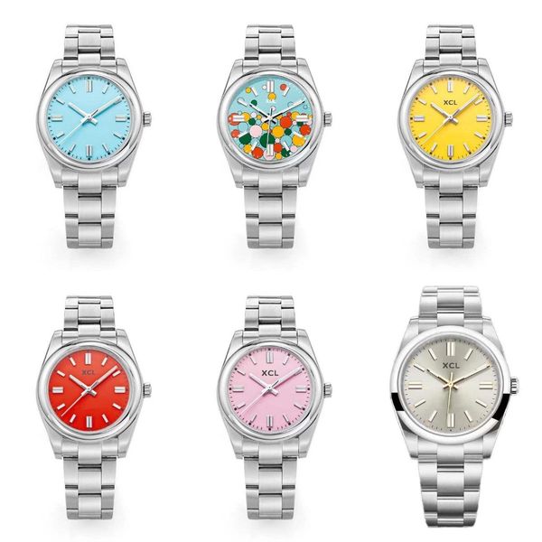 

designer luxury men watch automatic mechanical movement casual watches stainless steel strap dial waterproof wristwatch birthday gift, Slivery;brown