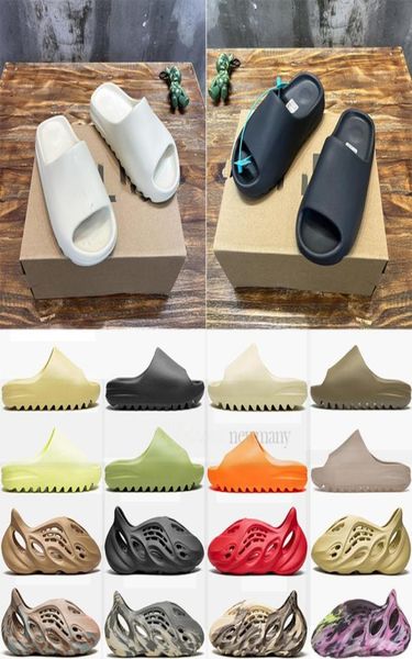 

designer sandals slides slippers men onyx mineral blue fashion runners slipper women graffiti bone white resin desert sand rubber summer bea, Black
