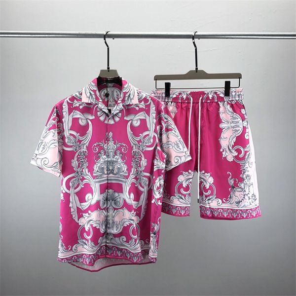 

23 summer fashion mens tracksuits hawaii beach pants set designer shirts printing leisure shirt man slim fit the board of directors short sl, Gray