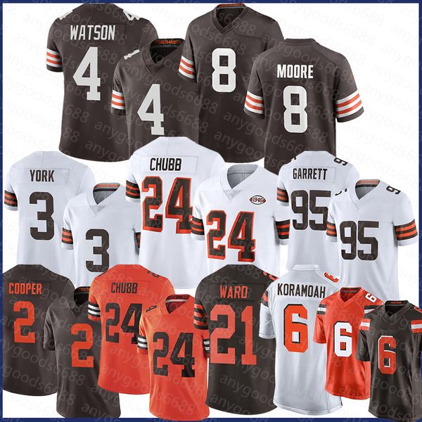 

men cade yorks myles garrett nick chubb football jersey deshaun watson denzel ward elijah moore amari cooper david njoku jeremiah owusu-kora, Black;red