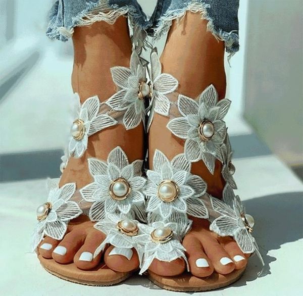 

new summer ladies shoes women sandals white floral flat sandals women bohemian casual beach shoes for woman 2102251509137, Black