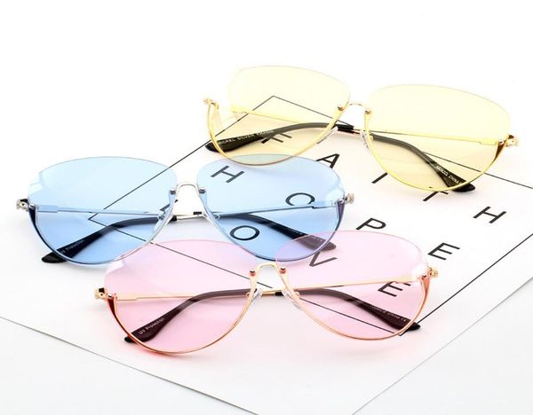 

2020 clear sunglasses women semi rimless oversized oval sun glasses frame vintage shades metal eyewear fashion sunglasses5216153, White;black