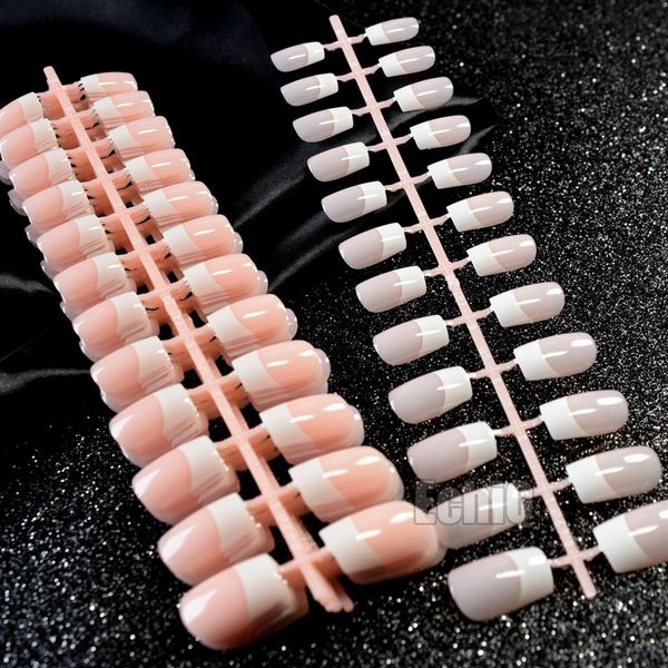 

whole 10 sets nude natural pink french fake nails full cover manicure nail tips faux ongle false nail for office or salon296g, Red;gold