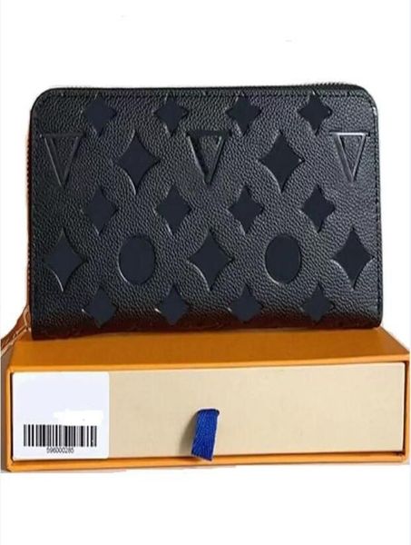 

fashion women clutch wallet embossed black flower genuine leather wallet single zipper wallets lady ladies long classical purse wi8072706, Red;black