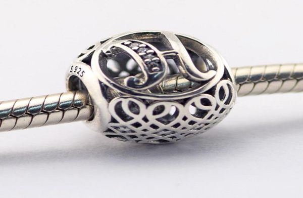 

vintage h clear cz 08 100% 925 sterling silver beads fit charms bracelet authentic diy fashion jewelry3302193, Black