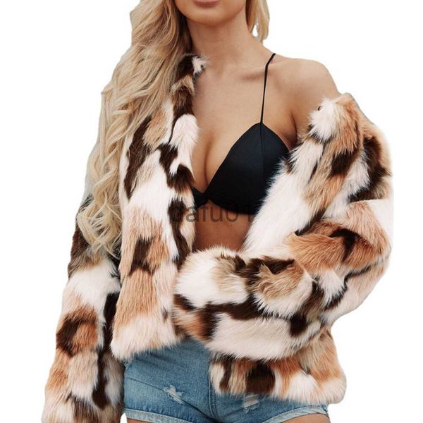 

women's fur faux fur faux for fur short jackets autumn winter fashion mixed color faux fur coat jacket women thick warm fur faux fur co, Black