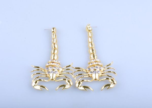 

exaggerated scorpion studs earrings for women gold big statement street party dangles luxury fashion design animal pendant alloy d3808000, Golden;silver