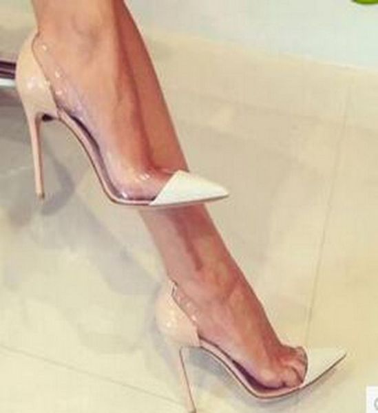 

2019 fashion same to gianvito rossi latest fashion women red bototm high heels exclusive leather and pvc pointed toe pumps dress s4114385, Black