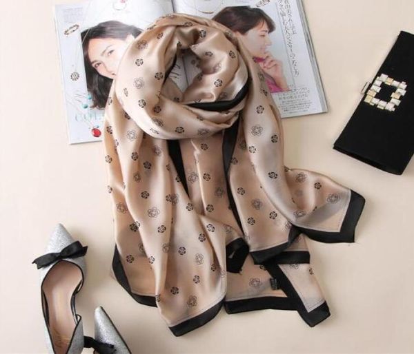 

women silk scarf bandana fashion soft lady female shawls wraps long size foulard 180 90cm hijabs1051644, Blue;gray