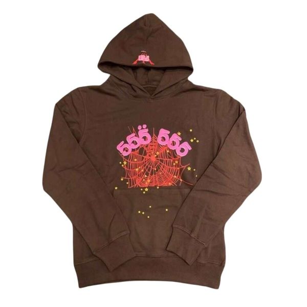 

designer spider hoodie mens womens thug 555555 men women hoodie men's hoodies sweatshirt pink foam print spider web graphic sweatshirts, Black