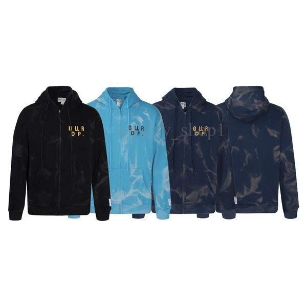 

designer mens gallerise hoodies depts sweatshirts mens women full zip up jacket high street hooded letter print autumn loose long sleeve cas, Black