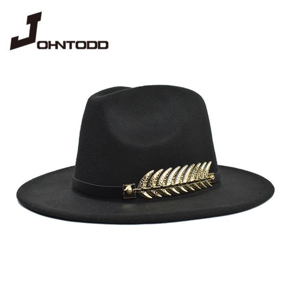 

vintage classic felt jazz fedora hat big brimmed cloche cowboy panama for women men black red bowler3105694, Blue;gray