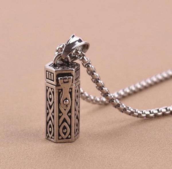 

titanium vintage ash box pendant jewelry pet urn cremation memorial keepsake openable put in ashes holder capsule chain necklace6685322, Silver