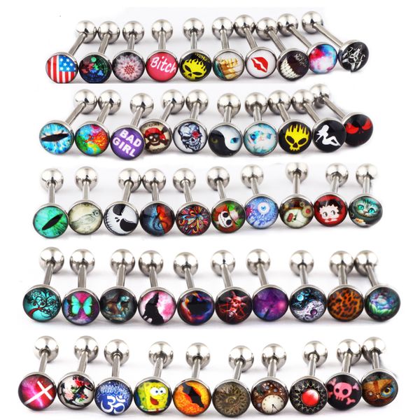 

labret lip piercing jewelry tiancifbyjs steel metal lot of s tongue rings straight barbells ear body 14g length 58" or 16mm 230906, Black