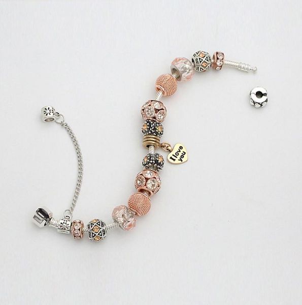 

wholesale- charm bead diy silver plated bracelet suitable for style bracelet jewelry6275853, Black