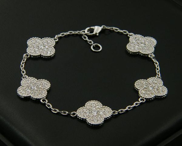 

new 18k gold plated five flowers women charm bracelet for gift8352636, Golden;silver