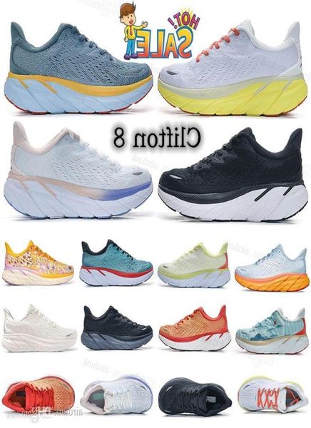 

boots hoka one one clifton 8 running shoes women men athletic shoe shock absorbing road fashion mens womens sneakers highway climb2795575, Black
