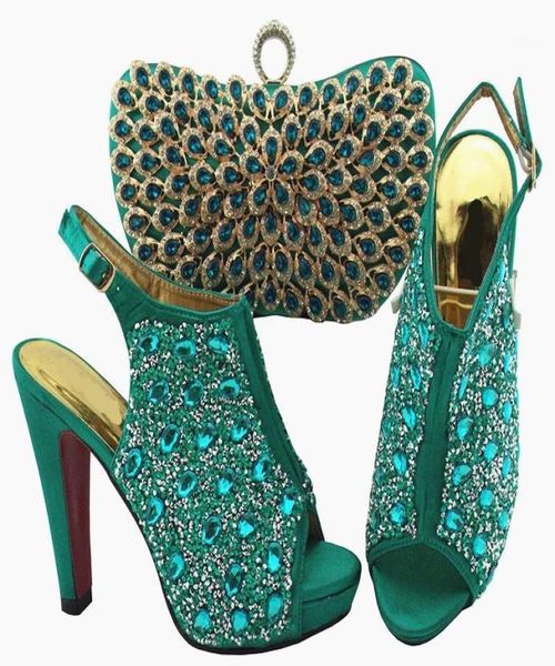 

teal women pumps and bag set with colorful crystal decoration african shoes match purse for dress qsl005heel 12cm14103713, Black