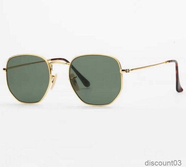 

mens womens hexagonal sunglasses irregular eyewear sun glasses gold metal green glass lenses 51mm, White;black