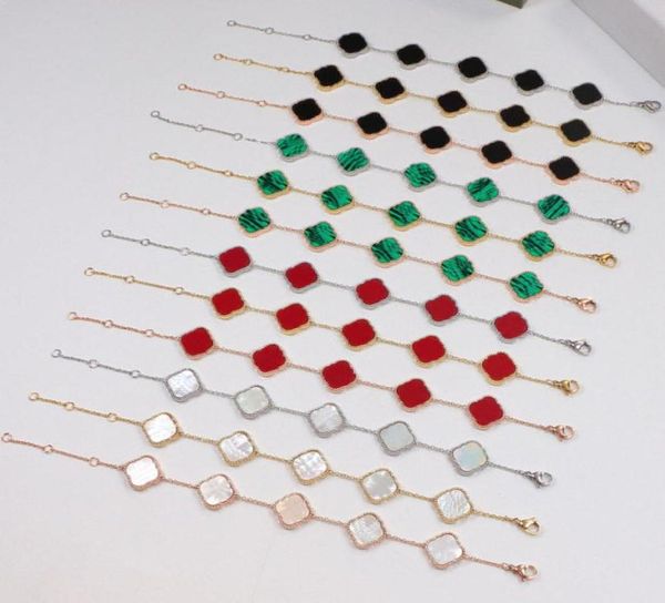 

luxury necklace designer bracelet 4four leaf clover charm bracelets elegant fashion 18k agate shell pearl women girls couple holi2515442, Silver