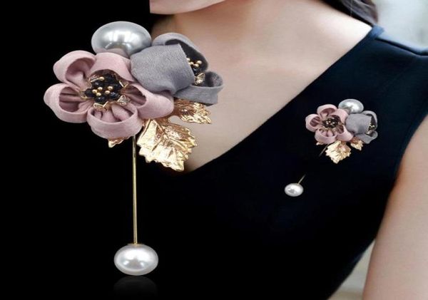 

pins brooches ladies cloth art pearl fabric flower brooch pin cardigan shirt shawl professional coat badge jewelry women accessor3941954, Gray