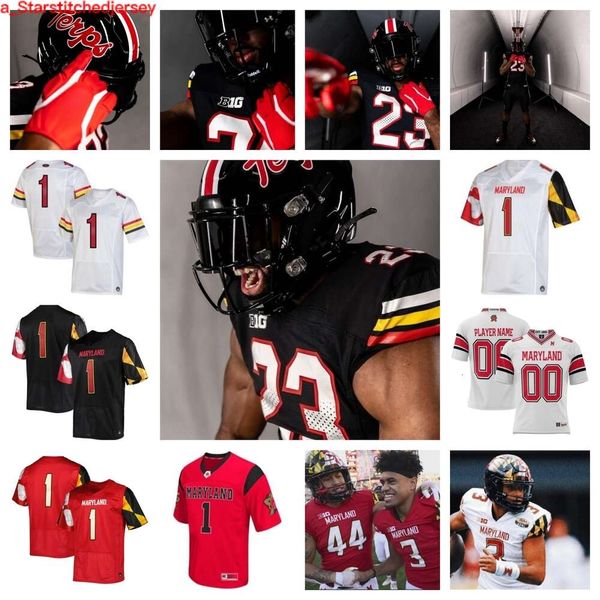 

maryland terrapins football jersey 46 dillan fontus 22 ezekiel avit 20 perry fisher 16 leon haughton jr. 19 braeden wisloski 26 gavin gibson, Black