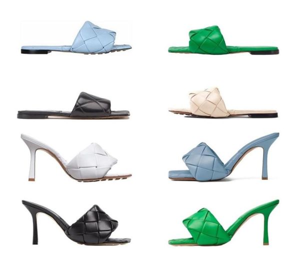 

designer flat slides lido sandals woven women slippers intrecciato nappa square sules s shoes ladies wedding high heel6691383, Black