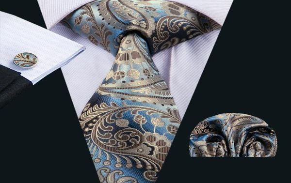 

classic silk men ties paisley mens neck ties fashion tie sets necktie hanky cufflinks sets jacquard woven meeting business party n2062833, Black;blue