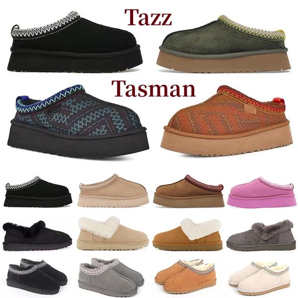 

tasman tazz slippers boots chestnut fur slides sheepskin shearling mules women men ultra mini platform boot slip-on shoes suede comfort fall, Black