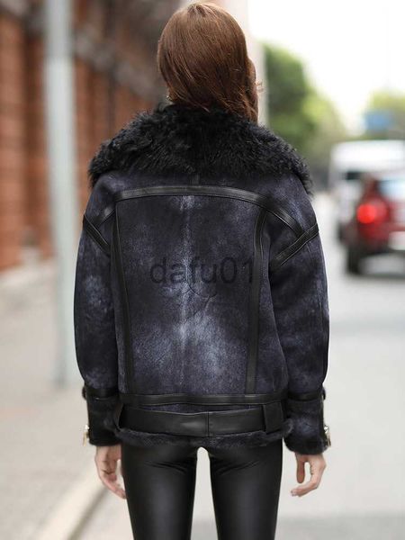 

women's fur faux fur 2022 trendy patty and fashionable sheepskin fur integrated women's coat beach wool collar mink fur locomotive, Black