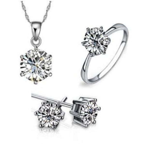 

bridesmaid jewelry set for wedding gold like 925 sterling silver chains necklace pendant earring for women gemstone rings party je3158084