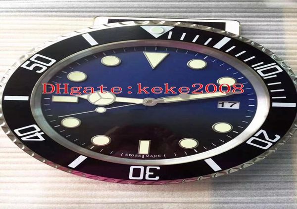 

excellent good wall clock 126660 126600 116660 34cm x 5cm 3kg stainless steel quartz chronograph blue luminescent home decoration 6368054, Slivery;black