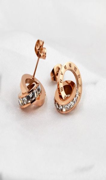

316l stainless steel litter squair crystal stud earrings love earrings for women rose gold fine jewelry whole 1460316, Golden;silver