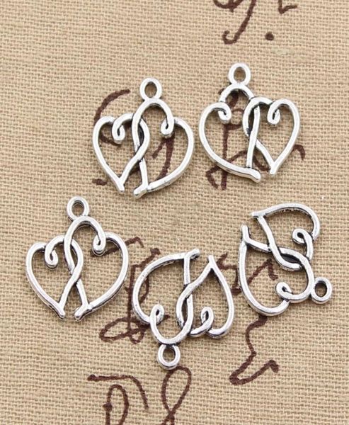 

150pcs charms double heart 1919mm antiquezinc alloy pendant fitvintage tibetan silverdiy for bracelet necklace1334124, Bronze;silver