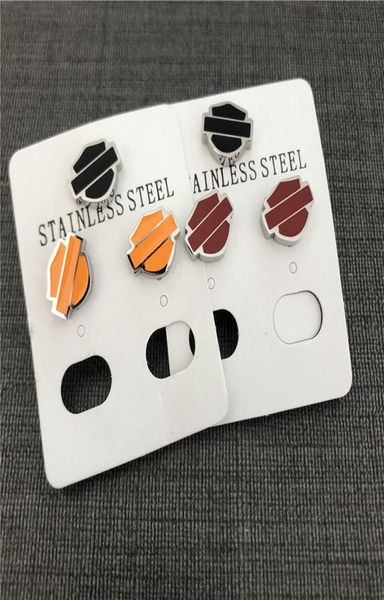 

3pairslot red orange black motorcycles shield earring 316l stainless steel fashion jewellery motorbiker earrings7504727, Golden