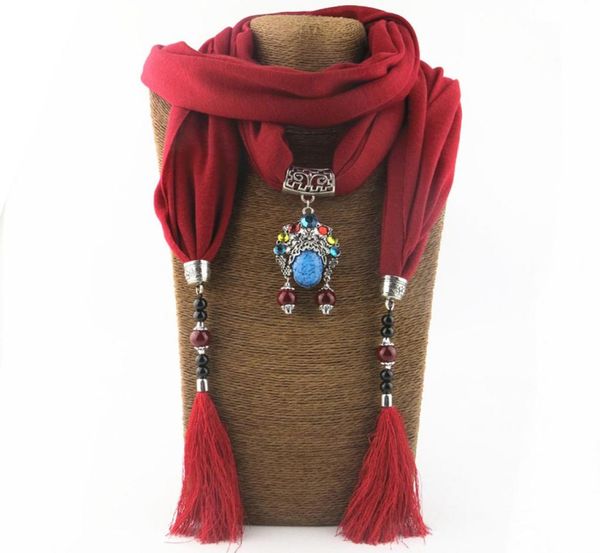 

vintage long tassel infinity scarves alloy flower pendant scarf jewelry necklace scarves for women4933718, Blue;gray