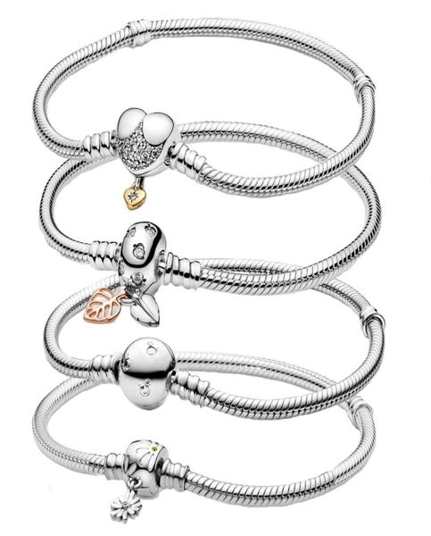

women 100% 925 sterling silver charm bracelets fit beads charms dis snake chain bracelet lady gift with original box for lady engagement bir, Golden;silver