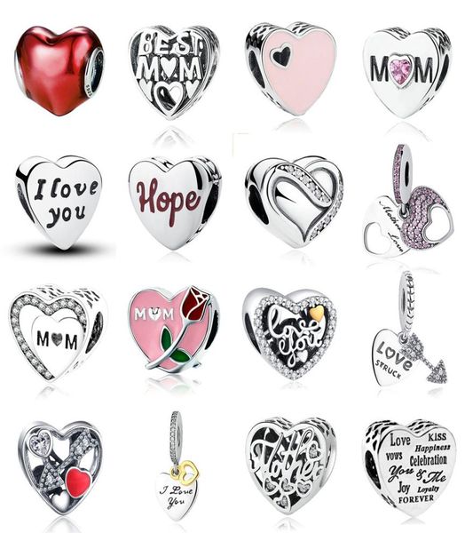 

new 925 sterling silver cross love heart mom charm pink gold enamel bead fits bracelet diy for women jewelry accessories no.0053860283, Bronze;silver