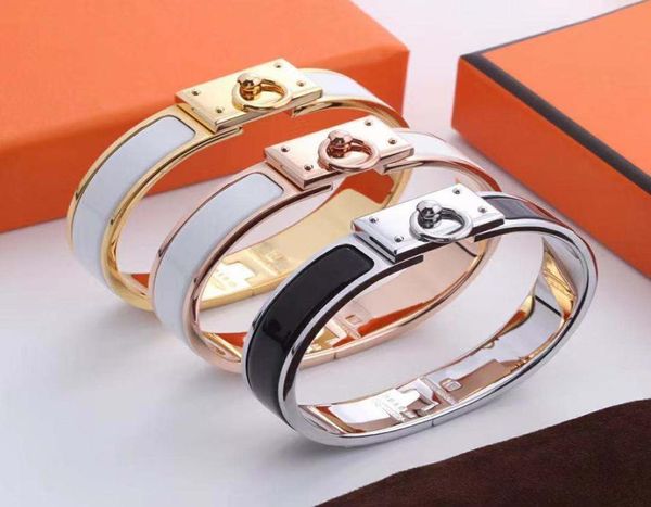 

high quatity copper inlaid enamel pendant bangle fashion lady silver ladies rose gold bracelet designer luxury jewelry men039s 1481432, Black