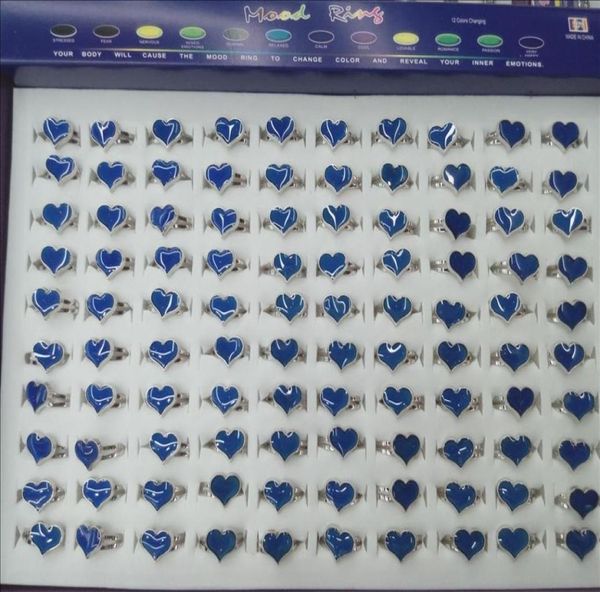 

hearts mood ring emotion color changing adjustable rings 100pcslot8333885, Silver