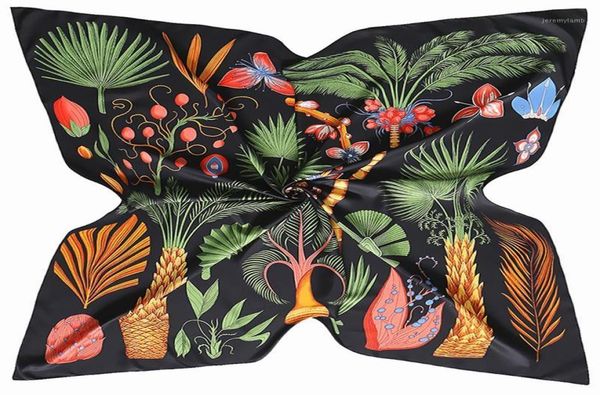 

scarves 130130cm bandana scarf women twill silk 2021 headband tree printing fashion large square scarves13221234, Blue;gray