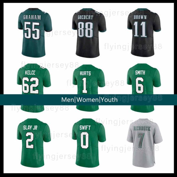 

1 jalen hurts football jerseys 68 mailata haason reddick nolan devonta smith jr dallases goedert nakobe dean tyler steen 20 brian dawkins gr, Black;red