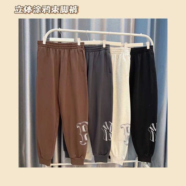 

2023 autumn ml new casual sports calf 3d graffiti print pants lyy8288, Black