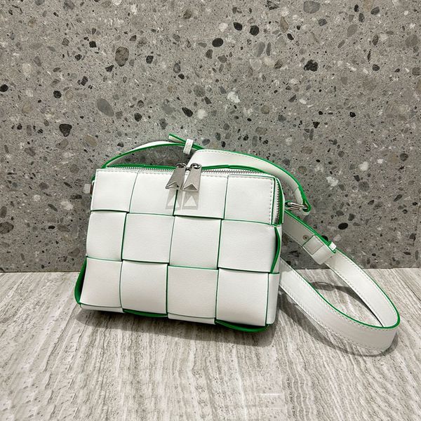 

woven bags square shoulder bag women clutch crossbody purse cowhide genuine leather designer handbag splicing colors zippper open pouch