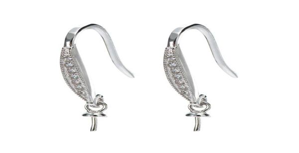 

earrings settings 925 sterling silver zircon hook findings diy jewelry making for drop pearl 5 pairs4745201, Slivery;crystal