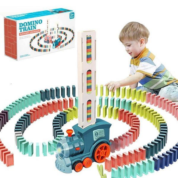 

Colorful Blocks Electric Domino Train Toys Set with 100Pcs Building for Kids Children Fun 230907, Multicolor