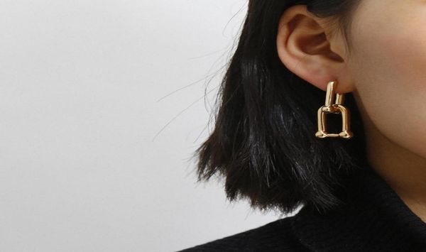 

thick link geometric earring brass gold drop earrings for women splice chic stylish earrings celebrity jewelry8416996, Silver