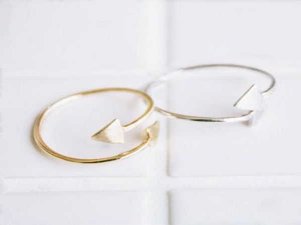 

simple double arrow charm ring modern unadjustable women or men jewelry metalwork 18k gold silver plated6370360, Golden;silver