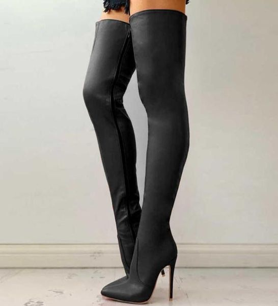 

women high heels over the knee boots female red thigh high boots zipper shoes ladies autumn winter long boots plus size 43 y09232982, Black