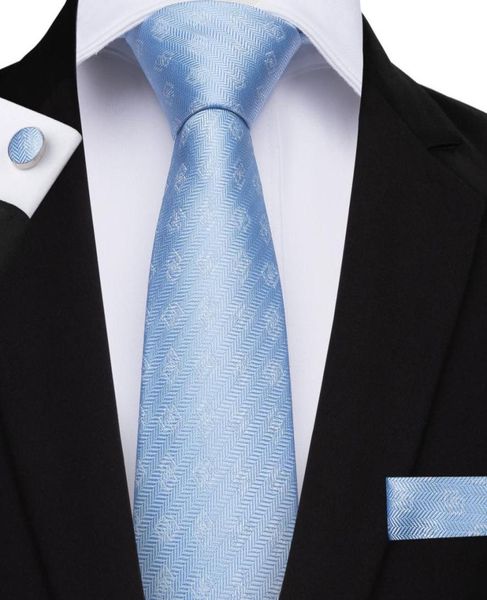 

hitie fashion sky blue plaid tie 100 silk 8cm necktie for men hanky and cufflinks for mens party wedding n70879959741, Black;blue